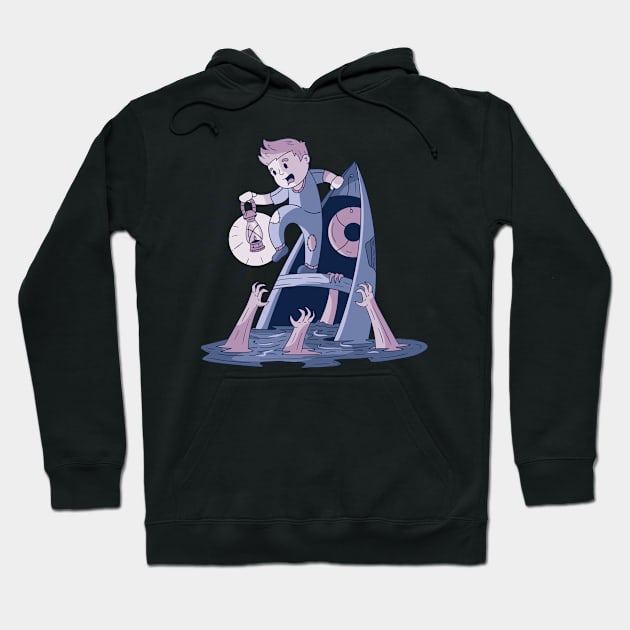 Ocean Adventure Boat Life Cartoon Graphic Design Hoodie by OfCA Design